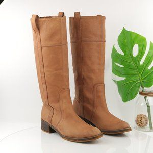 Lucky Brand Heloisse Riding Boot Tall Pull On Chestnut Brown Leather Size 10